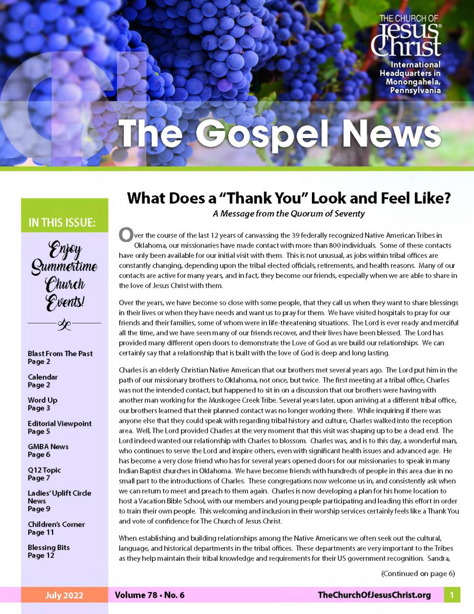 Gospel News July 2022 Cover